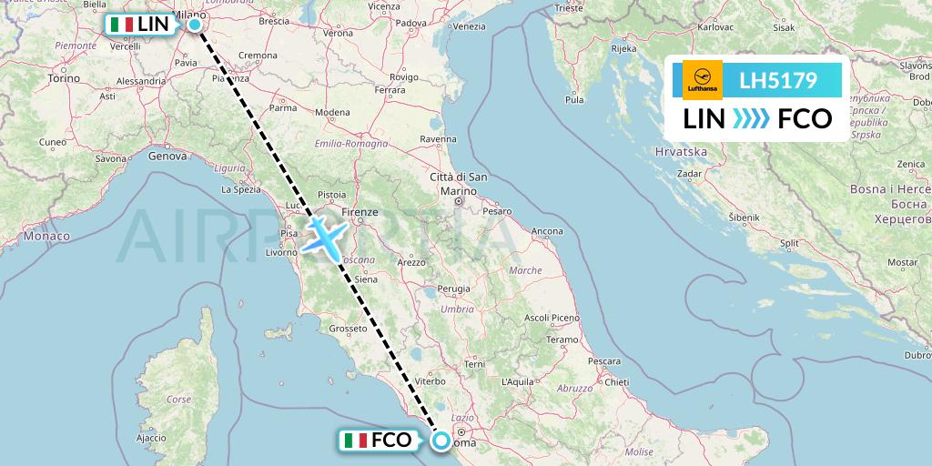 LH5179 Lufthansa Flight Map: Milan to Rome