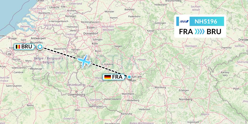 NH5196 All Nippon Airways Flight Map: Frankfurt to Brussels