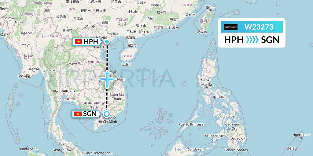W23273 Flex Flight Flight Map: Haiphong to Ho Chi Minh City