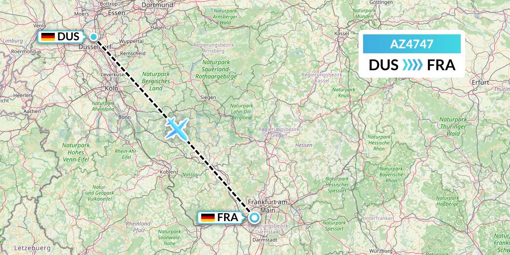 AZ4747 ITA Airways Flight Map: Dusseldorf to Frankfurt