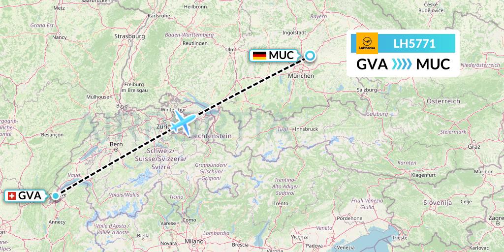 LH5771 Lufthansa Flight Map: Geneva to Munich