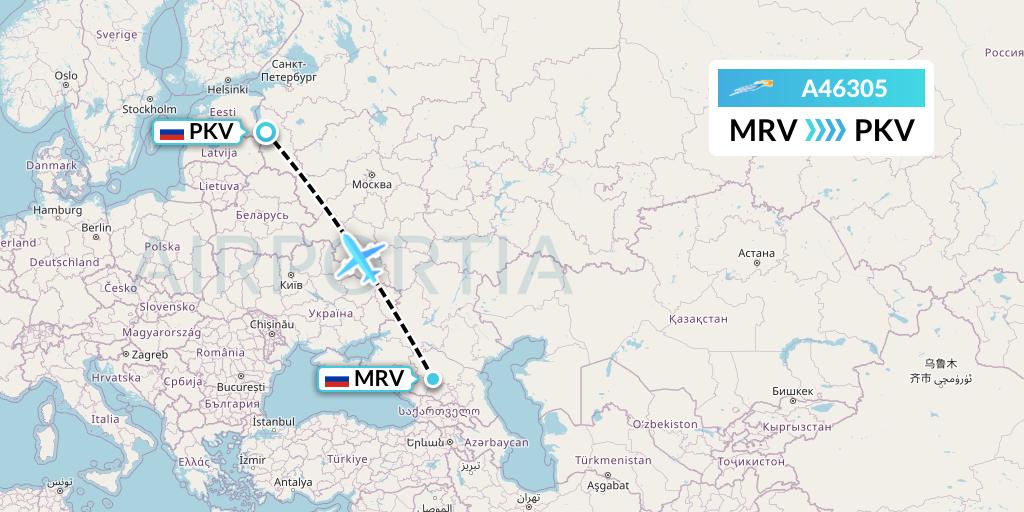 A46305 Azimuth Airlines Flight Map: Mineralnye Vody to Pskov
