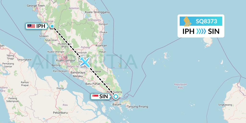 SQ8373 Singapore Airlines Flight Map: Ipoh to Singapore
