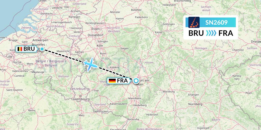 SN2609 Brussels Airlines Flight Map: Brussels to Frankfurt
