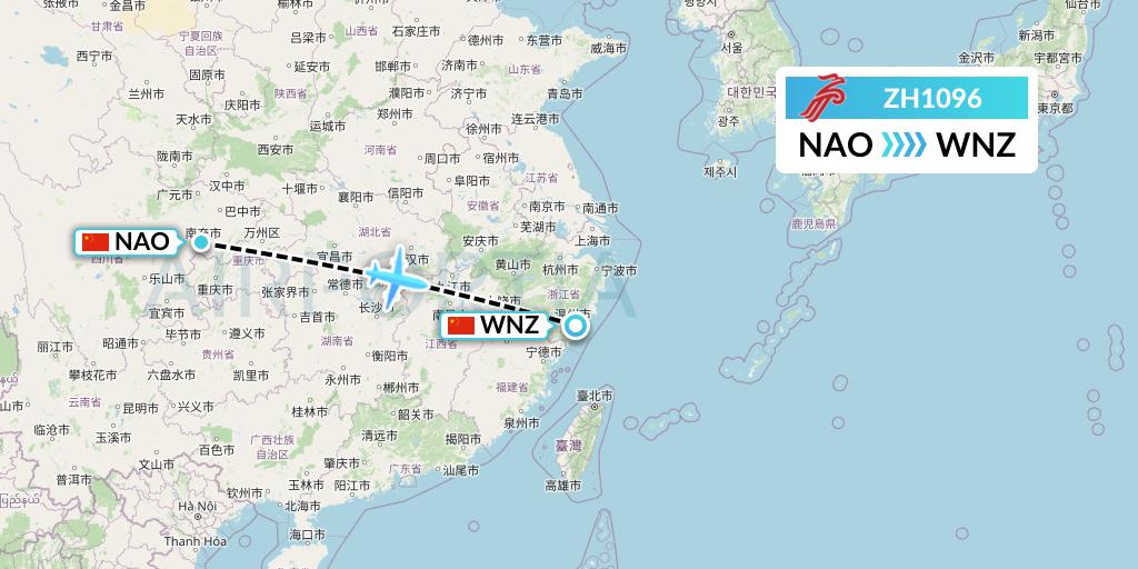 ZH1096 Shenzhen Airlines Flight Map: Nanchong to Wenzhou