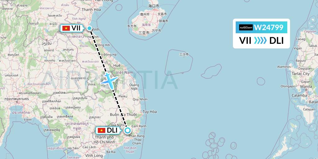 W24799 Flex Flight Flight Map: Vinh to Da Lat
