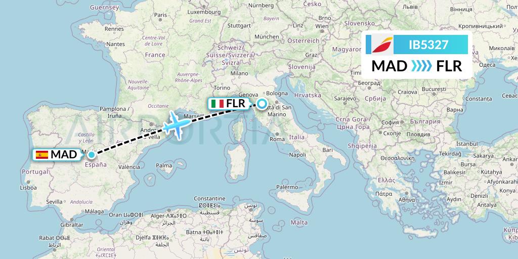 IB5327 Iberia Flight Map: Madrid to Florence