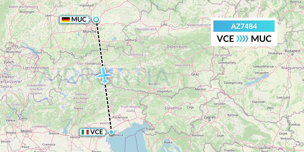AZ7484 ITA Airways Flight Map: Venice to Munich