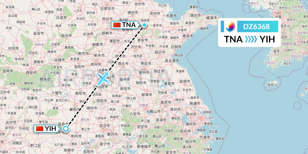 DZ6368 Donghai Airlines Flight Map: Jinan to Yichang