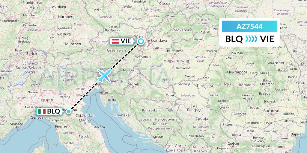 AZ7544 ITA Airways Flight Map: Bologna to Vienna