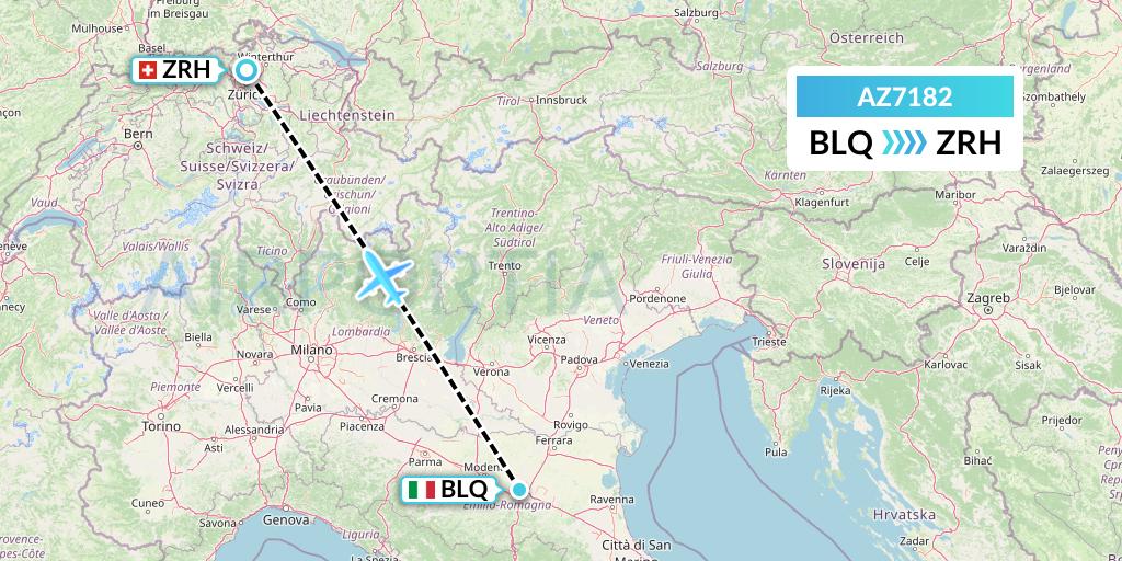 AZ7182 ITA Airways Flight Map: Bologna to Zurich