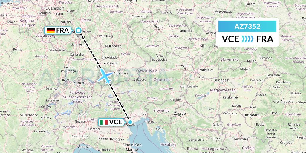 AZ7352 ITA Airways Flight Map: Venice to Frankfurt