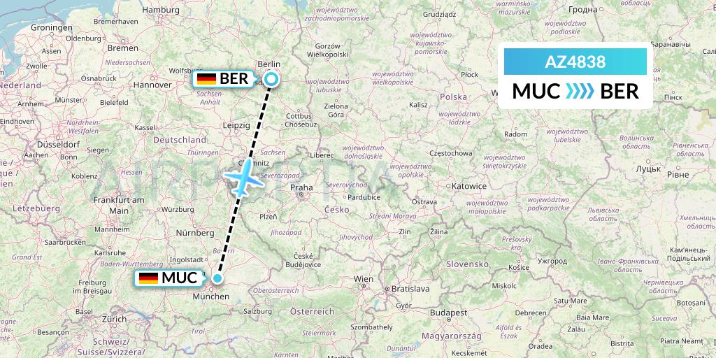 AZ4838 ITA Airways Flight Map: Munich to Berlin