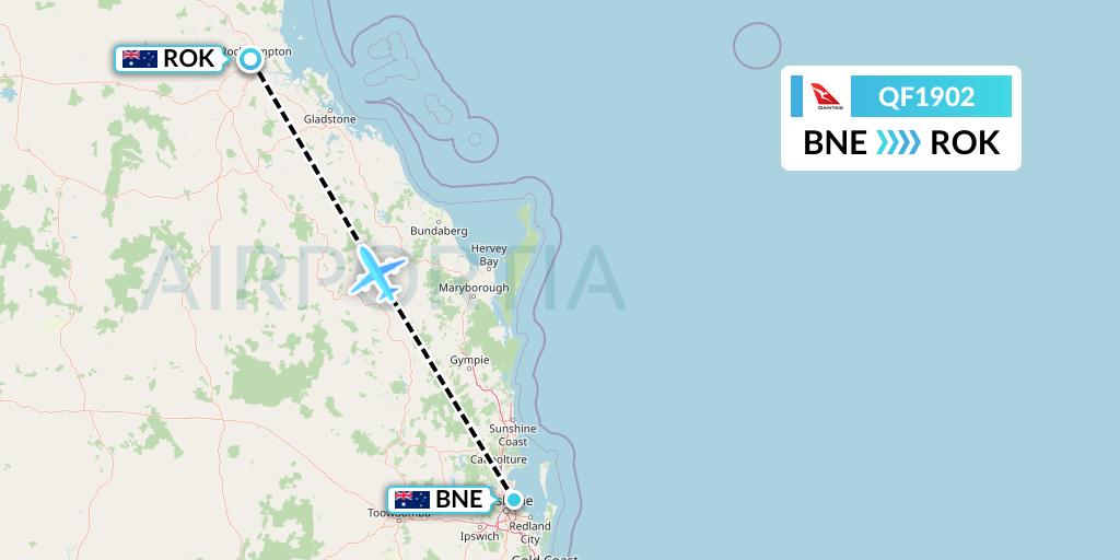QF1902 Qantas Flight Map: Brisbane to Rockhampton