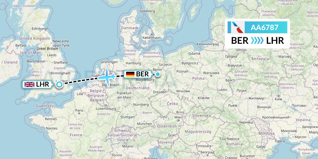 AA6787 American Airlines Flight Map: Berlin to London