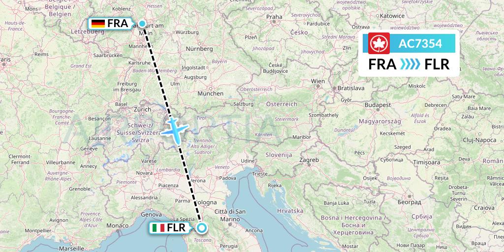 AC7354 Air Canada Flight Map: Frankfurt to Florence