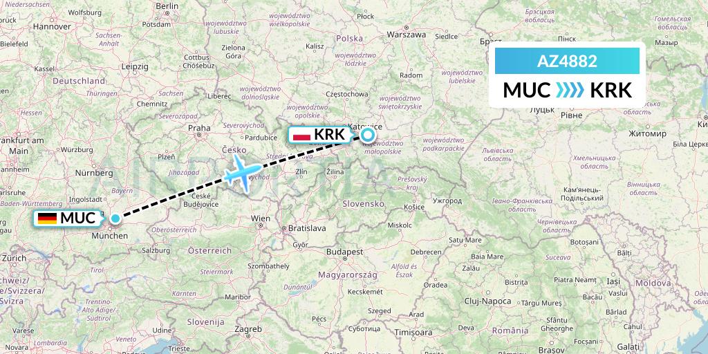 AZ4882 ITA Airways Flight Map: Munich to Krakow