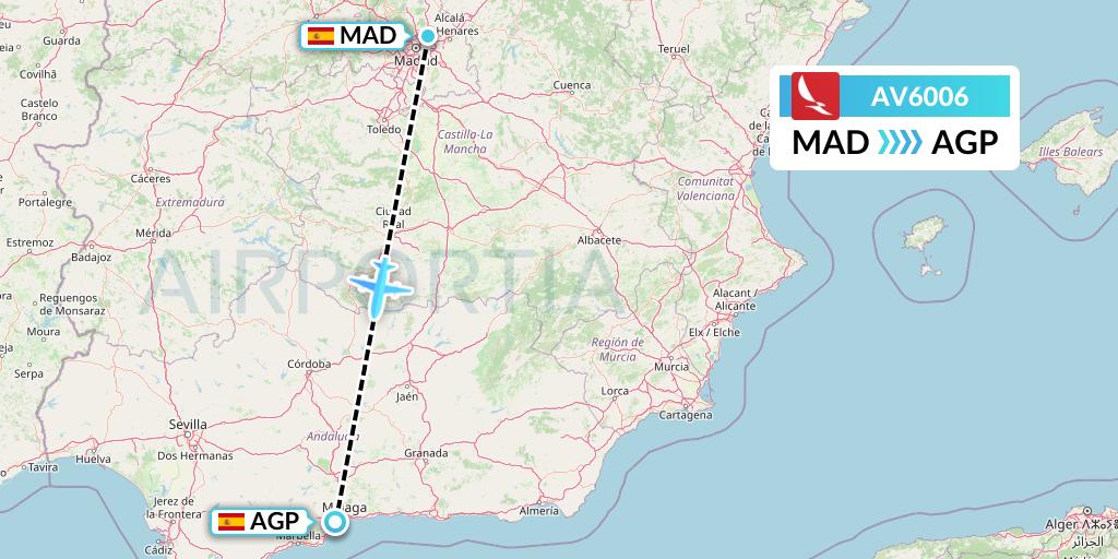 AV6006 Avianca Flight Map: Madrid to Malaga