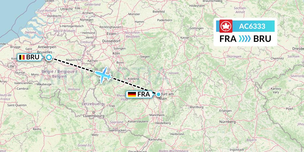 AC6333 Air Canada Flight Map: Frankfurt to Brussels