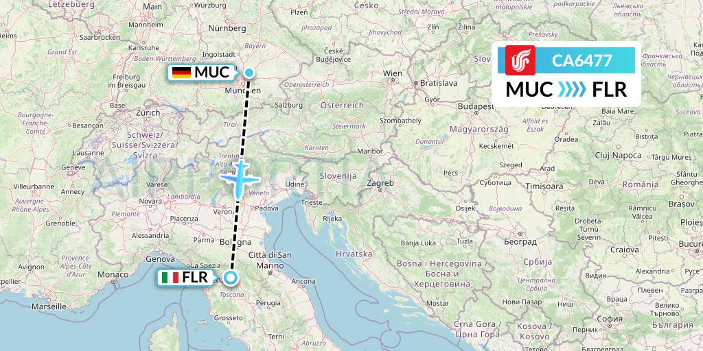 CA6477 Air China Flight Map: Munich to Florence