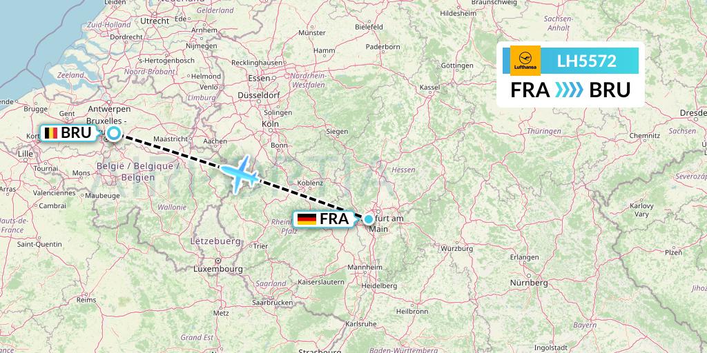 LH5572 Lufthansa Flight Map: Frankfurt to Brussels