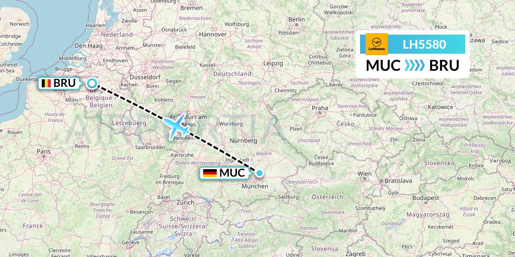 LH5580 Lufthansa Flight Map: Munich to Brussels