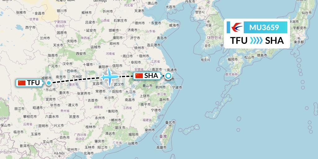 MU3659 China Eastern Airlines Flight Map: Chengdu to Shanghai