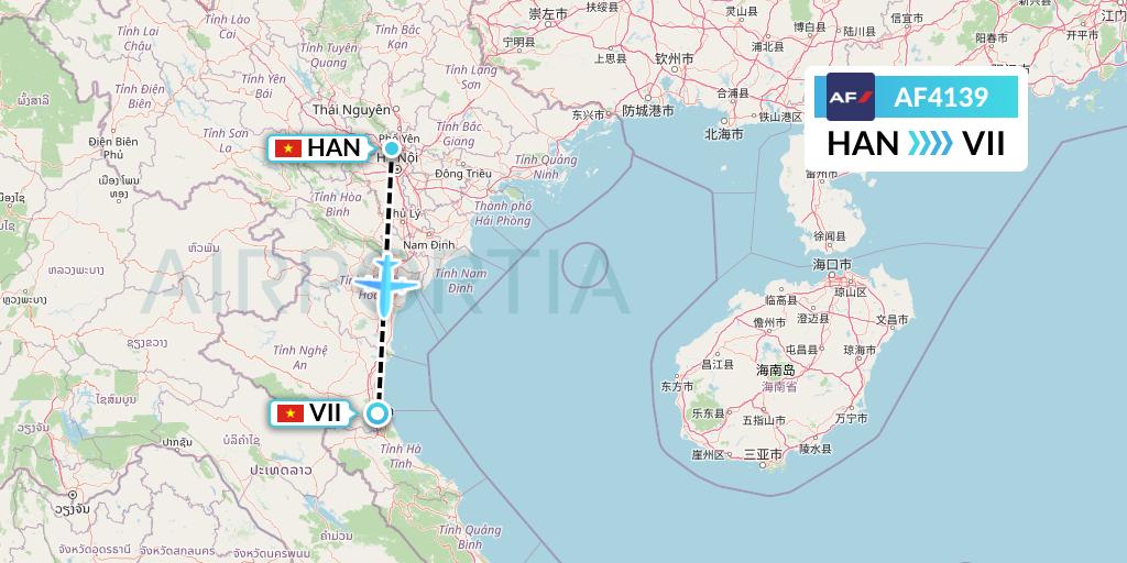 AF4139 Air France Flight Map: Hanoi to Vinh