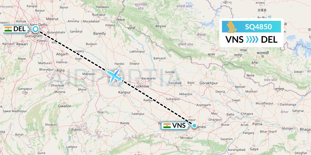 SQ4850 Singapore Airlines Flight Map: Varanasi to Delhi