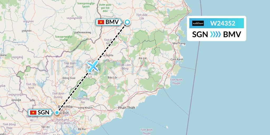 W24352 Flex Flight Flight Map: Ho Chi Minh City to Buon Ma Thuot