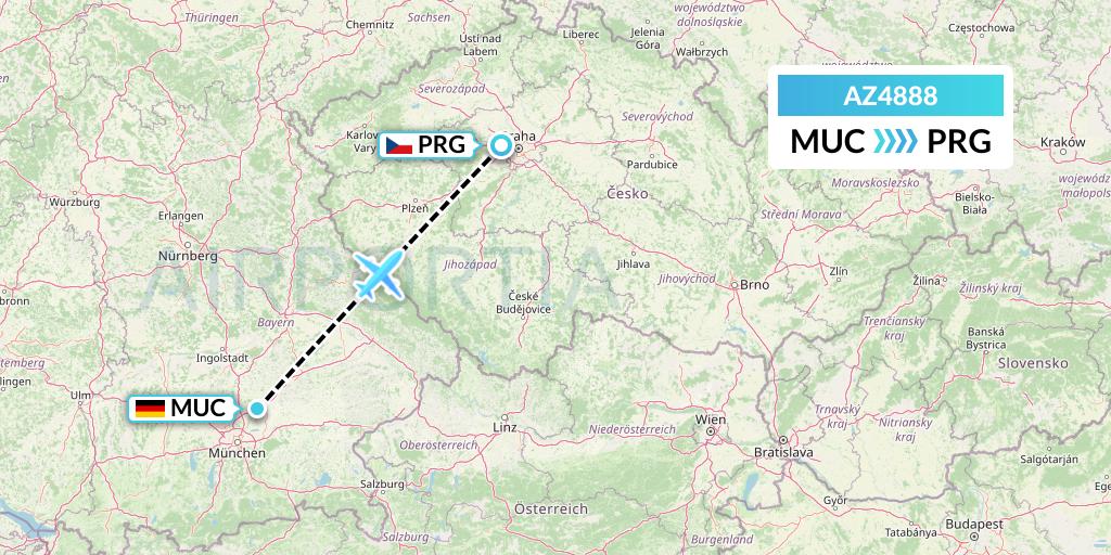 AZ4888 ITA Airways Flight Map: Munich to Prague