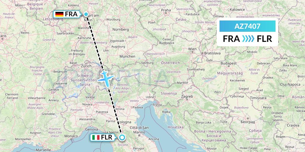 AZ7407 ITA Airways Flight Map: Frankfurt to Florence