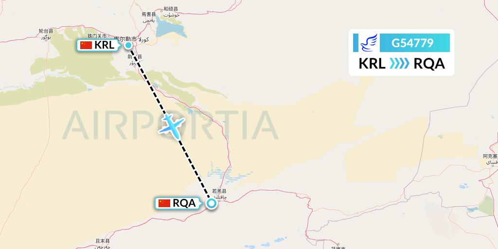 G54779 China Express Airlines Flight Map: Korla to Korla