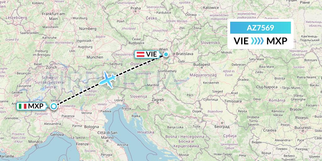 AZ7569 ITA Airways Flight Map: Vienna to Milan