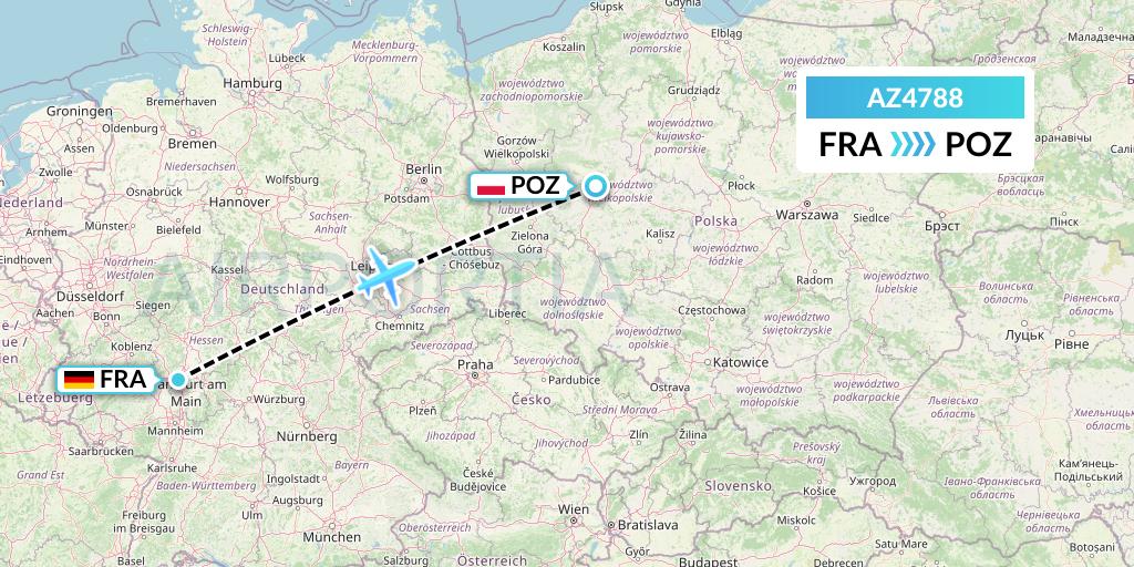 AZ4788 ITA Airways Flight Map: Frankfurt to Poznan