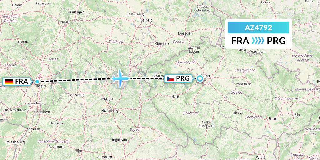 AZ4792 ITA Airways Flight Map: Frankfurt to Prague