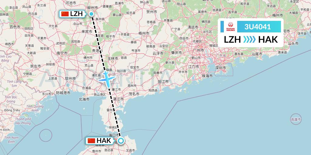3U4041 Sichuan Airlines Flight Map: Liuzhou to Haikou