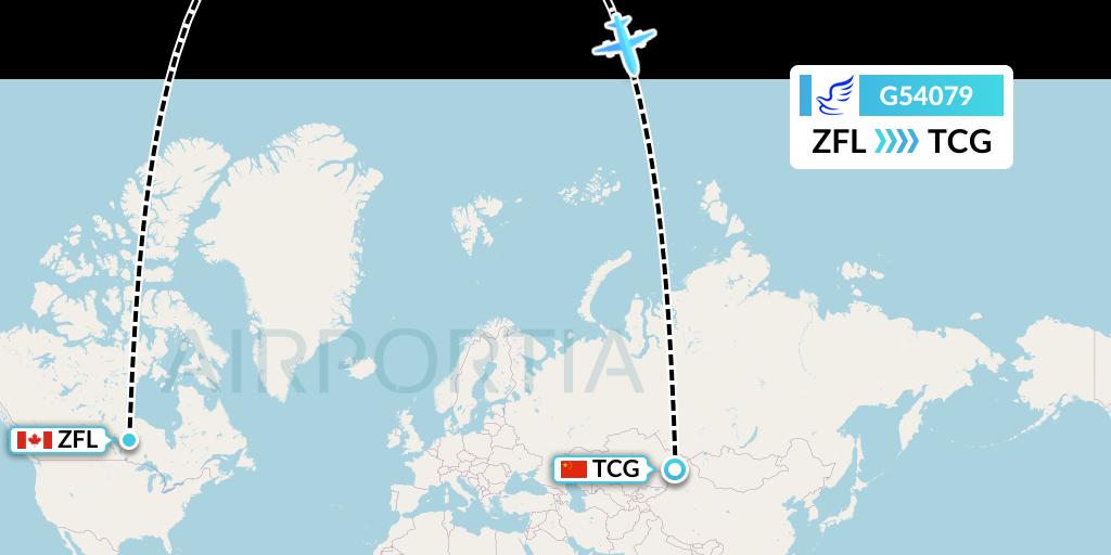 G54079 China Express Airlines Flight Map: South Trout Lake to Tacheng