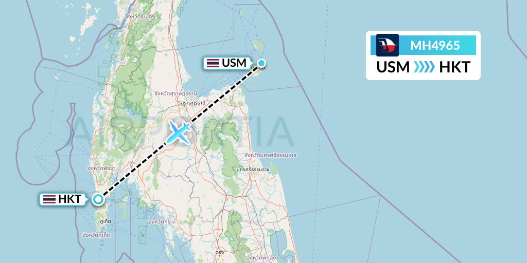 MH4965 Malaysia Airlines Flight Map: Koh Samui to Phuket