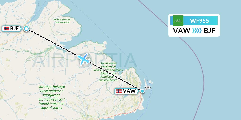 WF955 Wideroe Flight Map: Vardoe to Batsfjord