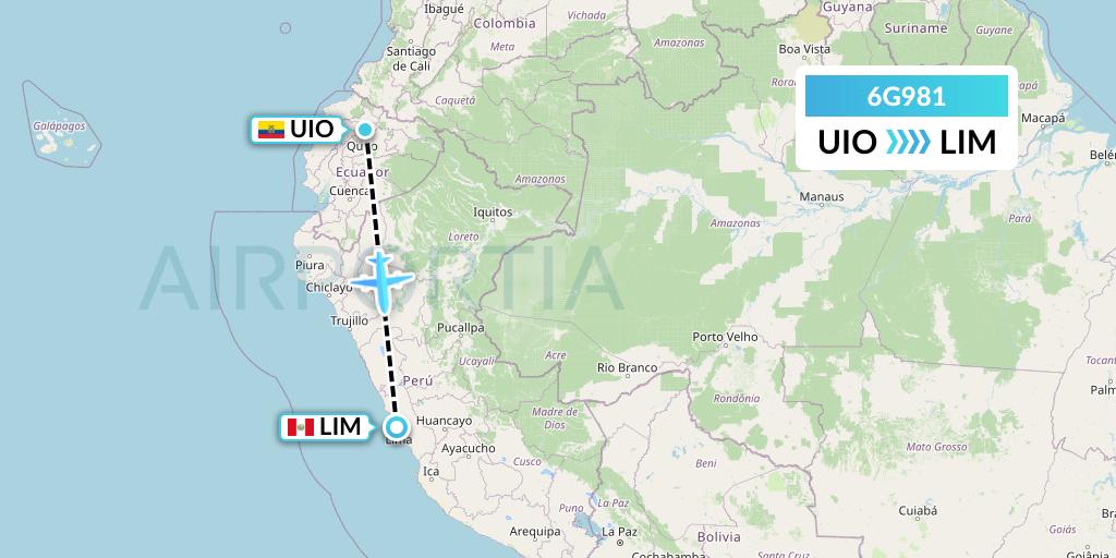 6G981 Go2Sky Flight Map: Quito to Lima