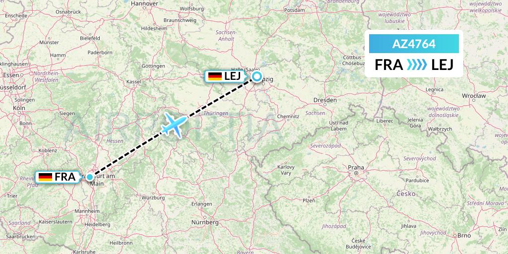 AZ4764 ITA Airways Flight Map: Frankfurt to Leipzig