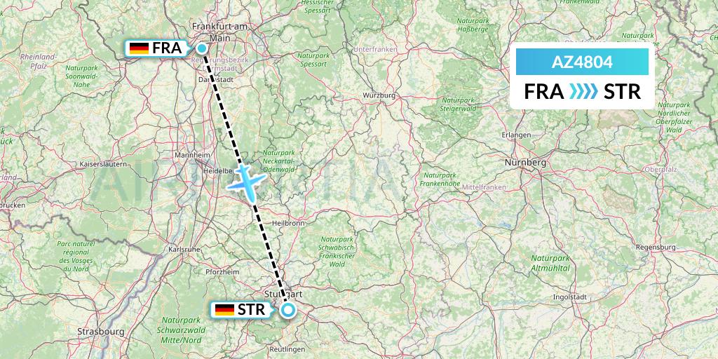 AZ4804 ITA Airways Flight Map: Frankfurt to Stuttgart