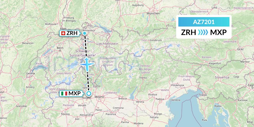 AZ7201 ITA Airways Flight Map: Zurich to Milan