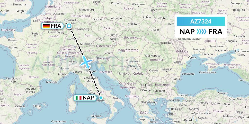 AZ7324 ITA Airways Flight Map: Naples to Frankfurt
