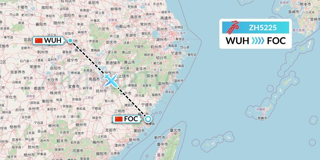 ZH5225 Shenzhen Airlines Flight Map: Wuhan to Fuzhou