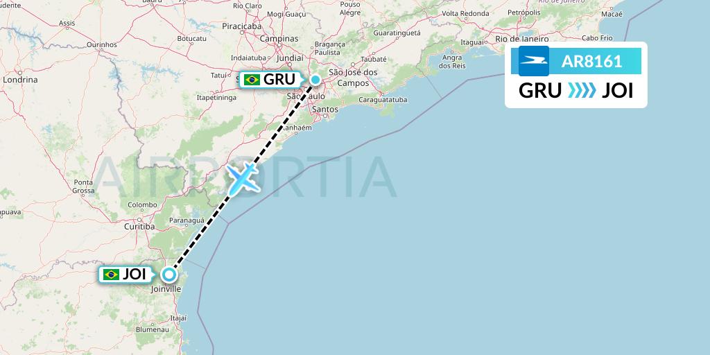 AR8161 Aerolineas Argentinas Flight Map: Sao Paulo to Joinville
