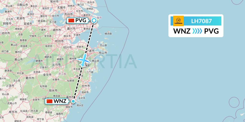 LH7087 Lufthansa Flight Map: Wenzhou to Shanghai