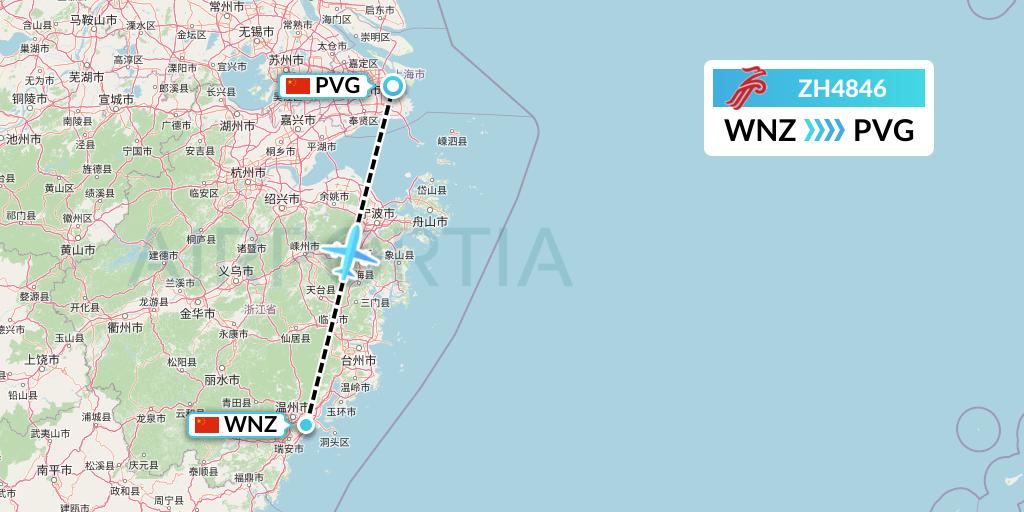 ZH4846 Shenzhen Airlines Flight Map: Wenzhou to Shanghai