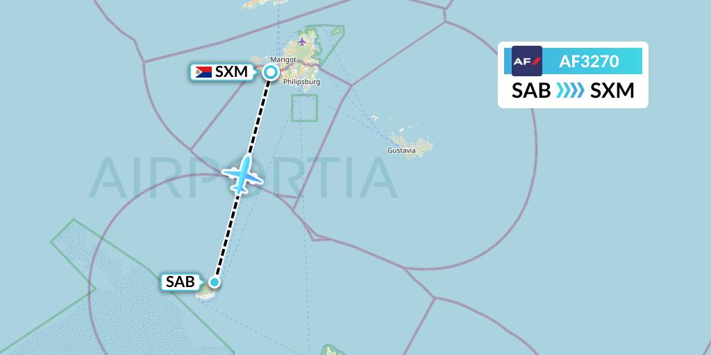 AF3270 Air France Flight Map: Saba to Sint Maarten